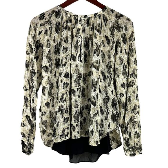 Rag & Bone NWT Yuni Snake Print Blouse Light Green Size XXS Sheer Long Sleeve - Picture 5 of 12